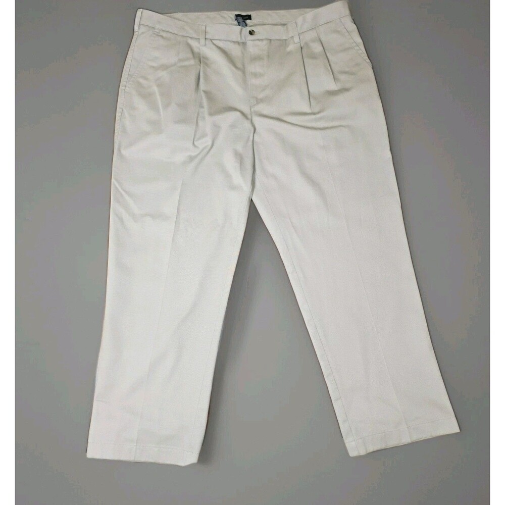 Van Heusen 42‎ X 30 Beige Pleated Men's Casual Tapered Chino Pants